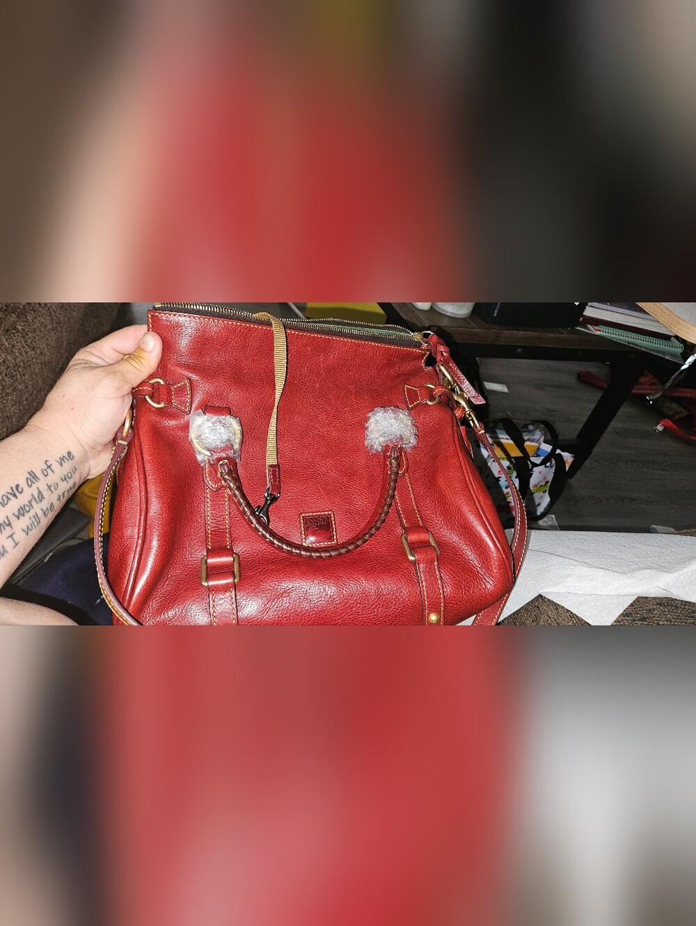Dooney And Bourke Florentine Satchel Bag Red Burgundy